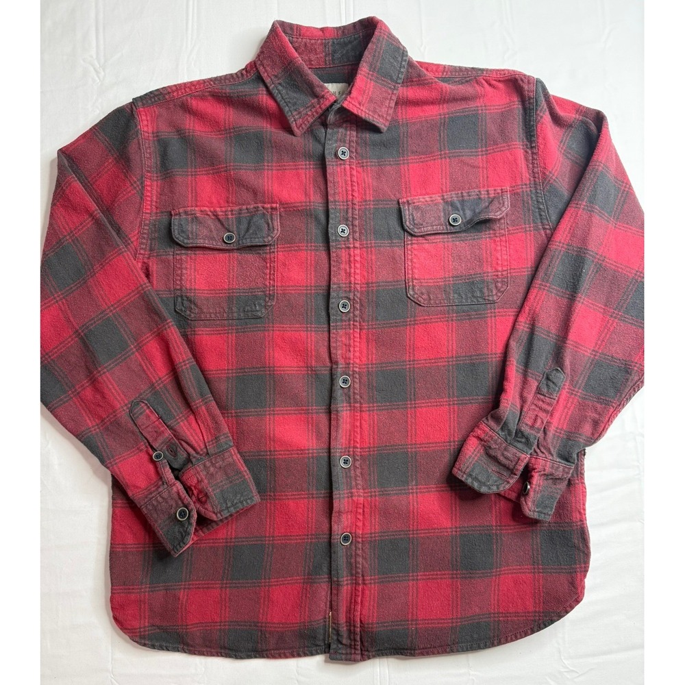 Jachs Buffalo Check Heavy Flannel Shirt Size Large Red Black Cabincore Outdoors